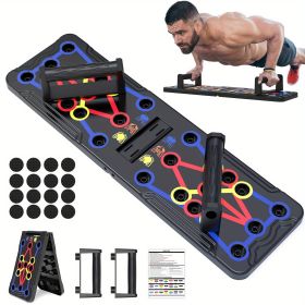 Push Up Board; Foldable Multi-Functional 20-In-1 Push Up Board; Chest Muscle Exercise Equipment For Men Women Fitness Training - Black