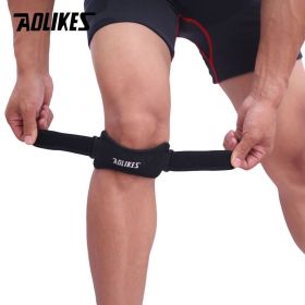 Aolikes 1pc Adjustable Knee Strap; Patellar Tendon Pressurized Protector; Support Slider Pad Guard For Badminton Running - Black