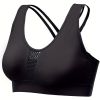 Breathable Mesh Wire-free Sports Bra, Stretchy High Impact Yoga Fitness Gym Cropped Top, Women's Activewear - Black - M