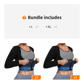 Sauna Suit For Women Sweat Body Shaper Waist Trainer Long Sleeve Zipper Shirt ( Buy A Size Up ) - L+XL