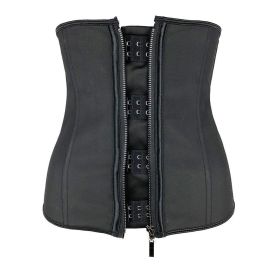 Women Latex Waist Trainer Body Shaper Corsets with Zipper Cincher Corset Top Slimming Belt Black Shapers Shapewear Plus Size - Black - XXS