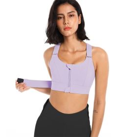 Women Sports Bras Tights Crop Top Yoga Vest Front Zipper Plus Size Adjustable Strap Shockproof Gym Fitness Athletic Brassiere - E77-5 - 3XL