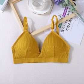 Women Yoga Sports Bras Triangle Cup Underwear Female Breathable Wrapped Tube Top Sexy Beauty Back Adjustable Sling Bra Vest - Yellow - Free Size