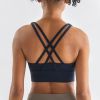 Nylon Top Women Bra Sexy Top Woman Breathable Underwear Women Fitness Yoga Sports Bra For Women Gym 22 Colors - Dark Blue - L