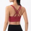 Nylon Top Women Bra Sexy Top Woman Breathable Underwear Women Fitness Yoga Sports Bra For Women Gym 22 Colors - Wine Red - L