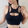 New Sexy Women's Sports Bra Top Women Tight Elastic Gym Sport Yoga Bras Bralette Crop Top Chest Pad Removable 13 Colors - Black - XL