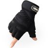 Gloves Weight Exercises Half Finger Lifting Gloves Body Building Training Sport Gym Fitness Gloves for Men Women - Black - XL