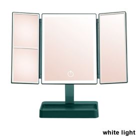 Rechargeable Foldable Makeup Mirror With LED Light 360¬∞ Adjust Wireless 1-3X Magnifying 3 Tone Light Desktop Vanity Table Mirror - white light1 - CN