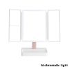 Rechargeable Foldable Makeup Mirror With LED Light 360¬∞ Adjust Wireless 1-3X Magnifying 3 Tone Light Desktop Vanity Table Mirror - three lights - CN