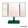 360¬∞ Adjust Foldable Makeup Mirror With LED Light Rechargeable Wireless 1-3X Magnifying 3 Tone Light Desktop Vanity Mirror Table - white light1 - CN