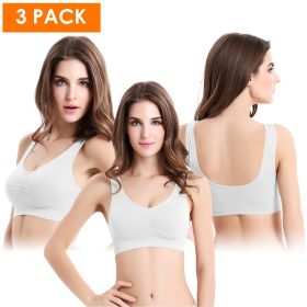 3 Pack Sport Bras For Women Seamless Wire free Bra Light Support Tank Tops For Fitness Workout Sports Yoga Sleep Wearing - WH_WH_WH - XL