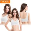 3 Pack Sport Bras For Women Seamless Wire free Bra Light Support Tank Tops For Fitness Workout Sports Yoga Sleep Wearing - WH_WH_WH - S