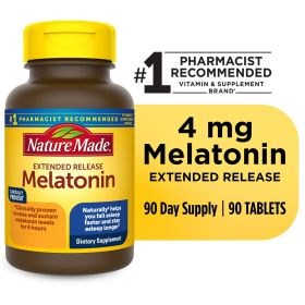 Nature Made Melatonin 4mg Extended Release Tablets, 100% Drug Free Sleep Aid, 90 Count - Nature Made