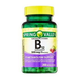 Spring Valley Sublingual Vitamin B12 Microlozenges, 500 mcg, 200 Count - Spring Valley