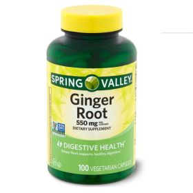 Spring Valley Ginger Root Digestive Health Dietary Supplement Capsules, 550 mg, 100 Count - Spring Valley