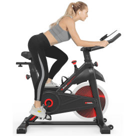 Indoor Cycling Exercise Bike Stationary, Home Gym Workout Fitness Bike with Comfortable Cusion, LCD Display and Hand Pulse - as Pic