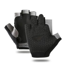 Breathable Fitness Gloves Gym Weightlifting Thin Non-slip Half Finger Cycling Gloves Equipment Yoga Bodybuilding Training Sports Black Color - M