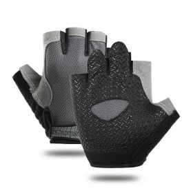 Breathable Fitness Gloves Gym Weightlifting Thin Non-slip Half Finger Cycling Gloves Equipment Yoga Bodybuilding Training Sports Grey Color - M