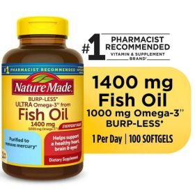 Nature Made Burp Less Ultra Omega 3 Fish Oil;  1400 mg Softgels;  100 Count - Nature Made