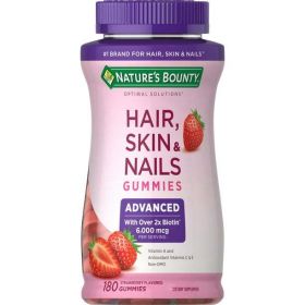 Nature's Bounty Advanced Strawberry Gummies;  6000 mcg Biotin;  180 Count - Nature's Bounty