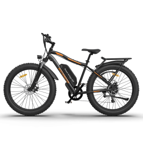 AOSTIRMOTOR S07-B 26" 750W Electric Bike Fat Tire P7 48V 12.5AH Removable Lithium Battery for Adults with Detachable Rear Rack Fender(Black) - as Pic