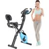 Folding Exercise Bike, Fitness Upright and Recumbent X-Bike with 10-Level Adjustable Resistance, Arm Bands and Backrest - as Pic