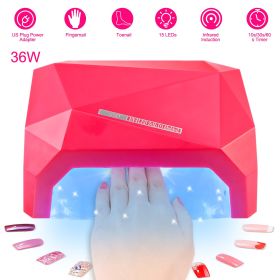 36W UV LED Lamp Nail Polish Dryer 15 LEDs Fingernail Toenail Gel Curing Machine Nail Art Painting Salon Tools Set US Plug - Red