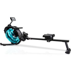 Water Rowing Machine Rower with LCD Monitor; Exercise Workout Water Rower for Home Use - Black