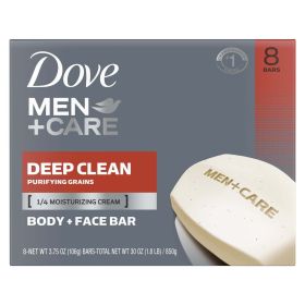 Dove Men+Care Body + Face Bar Purifying Grains, Deep Clean, 3.75 oz (8 Bars) - Dove