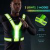 Led Light Up Running Vest Reflective For Walking At Night; High Visibility Gear Rechargeable Adjustable For Runners Walkers Men And Women - Orange