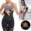 Women Latex Waist Trainer Body Shaper Corsets with Zipper Cincher Corset Top Slimming Belt Black Shapers Shapewear Plus Size - Black - XS