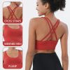 Nylon Top Women Bra Sexy Top Woman Breathable Underwear Women Fitness Yoga Sports Bra For Women Gym 22 Colors - Peach Orange - L