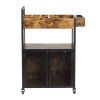 3-Tier Salon Trolley, Rolling Beauty Stylist Cart with Cabinet, Dryer Holders, Charging Station, Salon Spa Bathroom, Rustic Brown - Rustic Brown