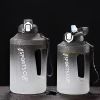 Sports Water Jug With Time Markers; Gradient Color Fitness Accessories - Black/white - 2300ml