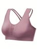 Breathable Mesh Wire-free Sports Bra, Stretchy High Impact Yoga Fitness Gym Cropped Top, Women's Activewear - Fuchsia - XL