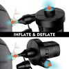 Electric Air Pump; FUNAVO Portable Air Pump With 3 Nozzles; 130 W Quick-fill Electric Pump; HT-196BA; Black - as picture