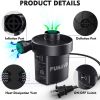 Electric Air Pump; FUNAVO Portable Air Pump With 3 Nozzles; 130 W Quick-fill Electric Pump; HT-196BA; Black - as picture