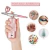 Oxygen Injector Mini Air Compressor Kit Air-Brush Paint Spray Gun Airbrush For Nail Art Tattoo Craft Cake Nano Fog Mist Sprayer - pink