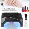 36W UV LED Lamp Nail Polish Dryer 15 LEDs Fingernail Toenail Gel Curing Machine Nail Art Painting Salon Tools Set US Plug - Black