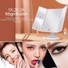 360¬∞ Adjust Foldable Makeup Mirror With LED Light Rechargeable Wireless 1-3X Magnifying 3 Tone Light Desktop Vanity Mirror Table - white light1 - CN