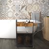 3-Tier Salon Trolley, Rolling Beauty Stylist Cart with Cabinet, Dryer Holders, Charging Station, Salon Spa Bathroom, Rustic Brown - Rustic Brown