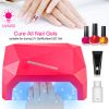 36W UV LED Lamp Nail Polish Dryer 15 LEDs Fingernail Toenail Gel Curing Machine Nail Art Painting Salon Tools Set US Plug - Red