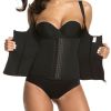 Zippered Waist Trainer Corset Waist Tummy Control Body Shaper Cincher Back Support with Adjustable Straps - L