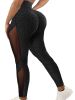 Honeycomb Mesh Contrast Leggings, Sporty Skinny High Waist Lifting Yoga Leggings, Women's Clothing - Burgundy - M(6)