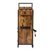 3-Tier Salon Trolley, Rolling Beauty Stylist Cart with Cabinet, Dryer Holders, Charging Station, Salon Spa Bathroom, Rustic Brown - Rustic Brown