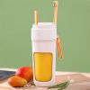 Portable Wireless Blender With The Straw; USB Travel Juice Cup Baby Food Mixing Juicer Machince With Updated 8 Blades - White