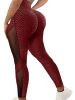 Honeycomb Mesh Contrast Leggings, Sporty Skinny High Waist Lifting Yoga Leggings, Women's Clothing - Purple - S(4)