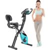 Folding Exercise Bike; Fitness Upright and Recumbent X-Bike with 10-Level Adjustable Resistance; Arm Bands and Backrest - Green