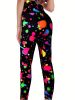 Throwing Print Butt-Lifting Sexy Yoga Pants, High Waist Slim Fit Mid-Stretch Fitness Workout Pants, Women's Activewear - Multicolor - XL(12)