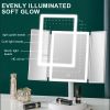 360¬∞ Adjust Foldable Makeup Mirror With LED Light Rechargeable Wireless 1-3X Magnifying 3 Tone Light Desktop Vanity Mirror Table - white light1 - CN